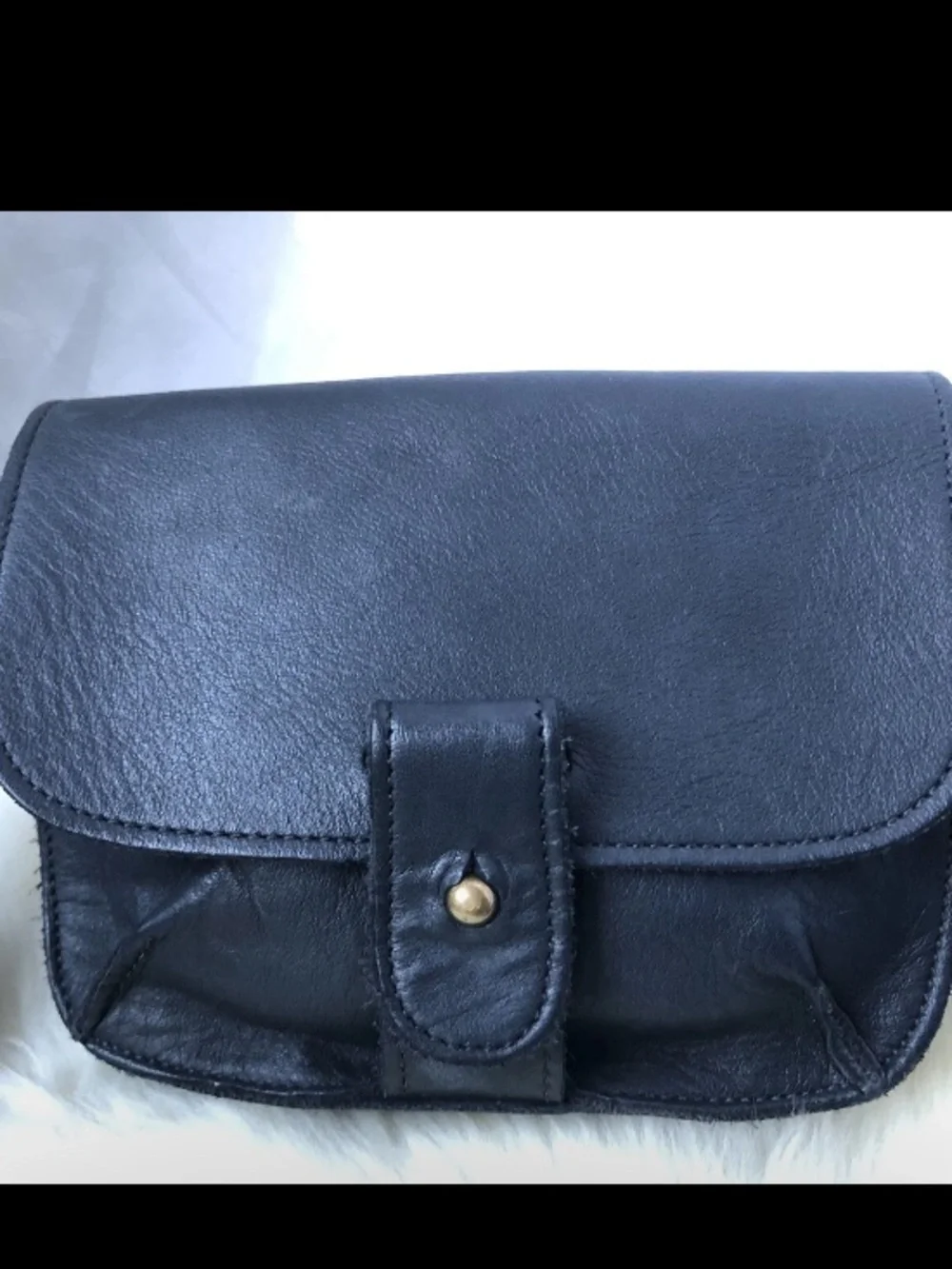 Eileen Fisher Crossbody Black Leather Mini Handbag Purse Adjustable Strap